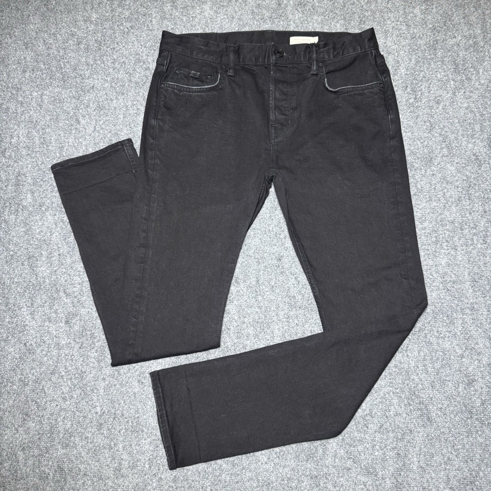 ALLSAINTS Cigarette Black Denim Jeans Men Tag 33 Button Fly Fit 34x31.5 Slim